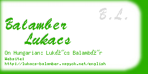 balamber lukacs business card